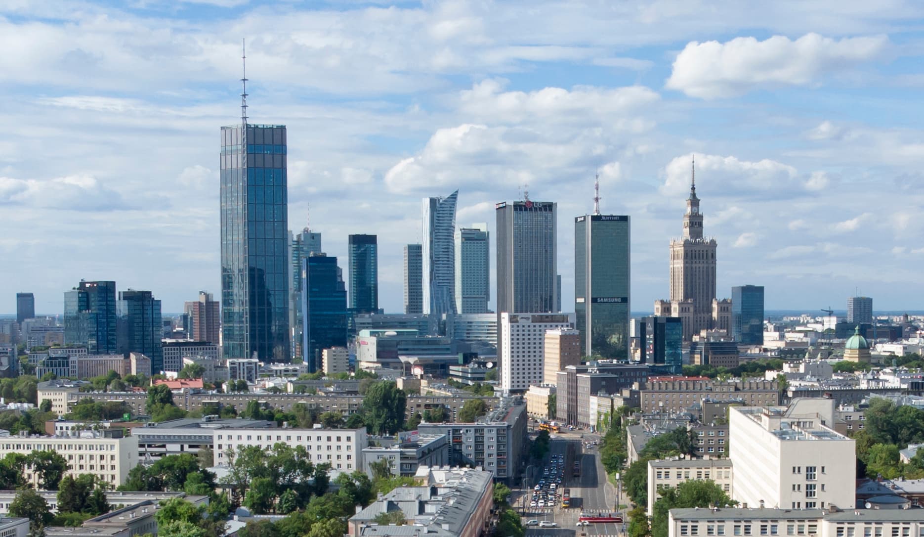 Warsaw city view in Poland.